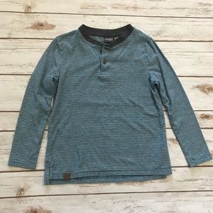 MANGUUN Green gray striped Henley Shirt Boys 7